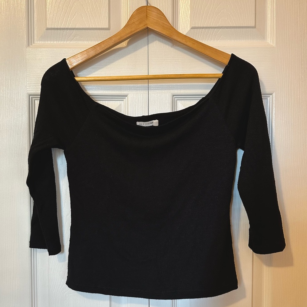 rag & bone Off-the-Shoulder Black Top, M